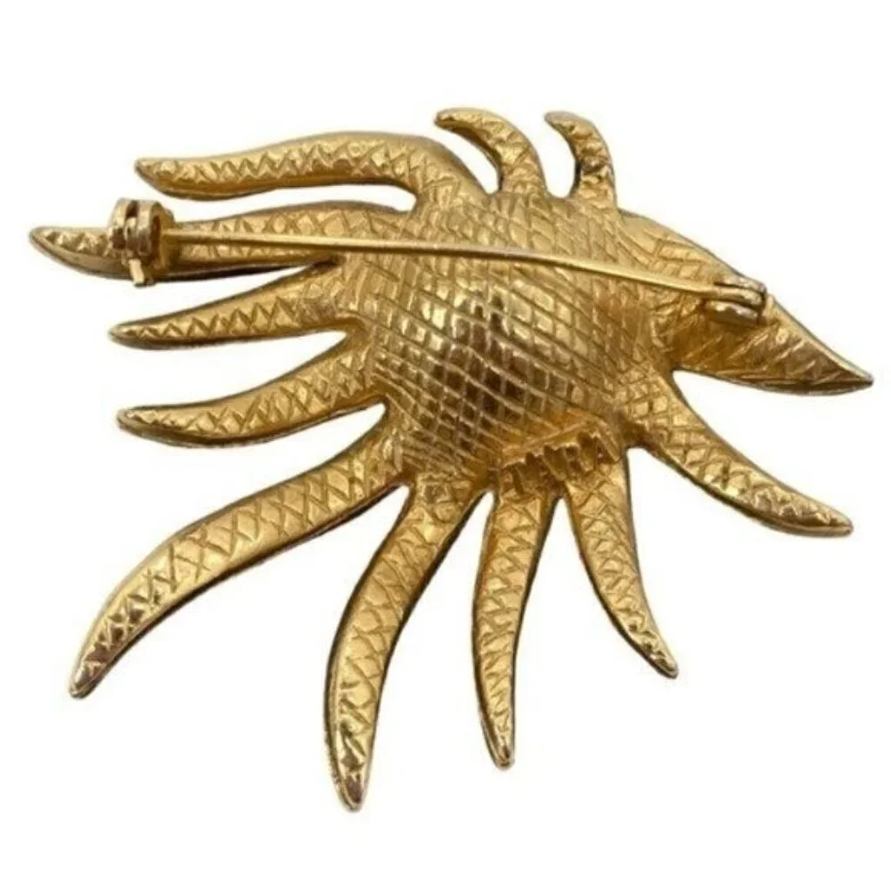 Vintage Tara Gold Starburst Faux Pearl Signed Brooch